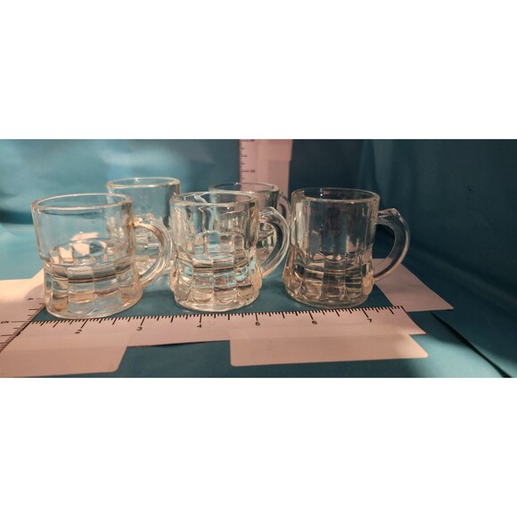 Set of 5 Vintage Federal Glass Shot Glasses – Mid-Century Clear Barware - Picture 2 of 10